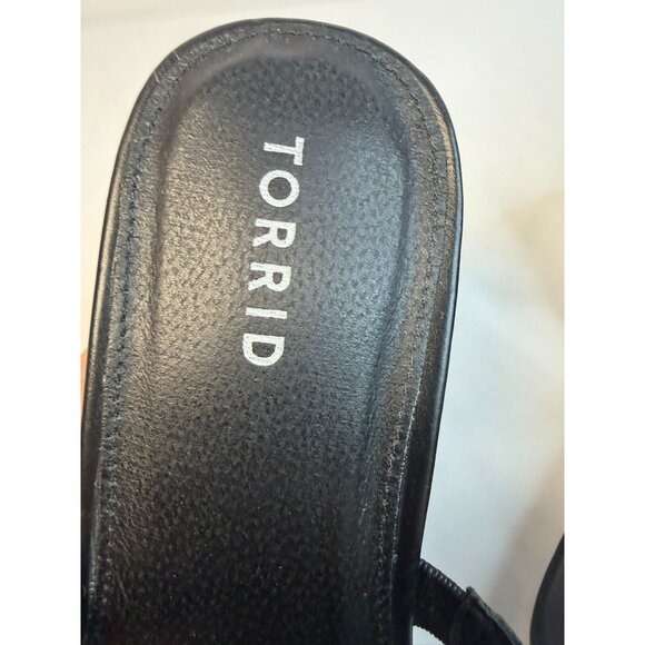 Torrid Womens Size 9.5WW Black Leather Block Heel Sandals Mule Dressy Casual - Picture 13 of 13